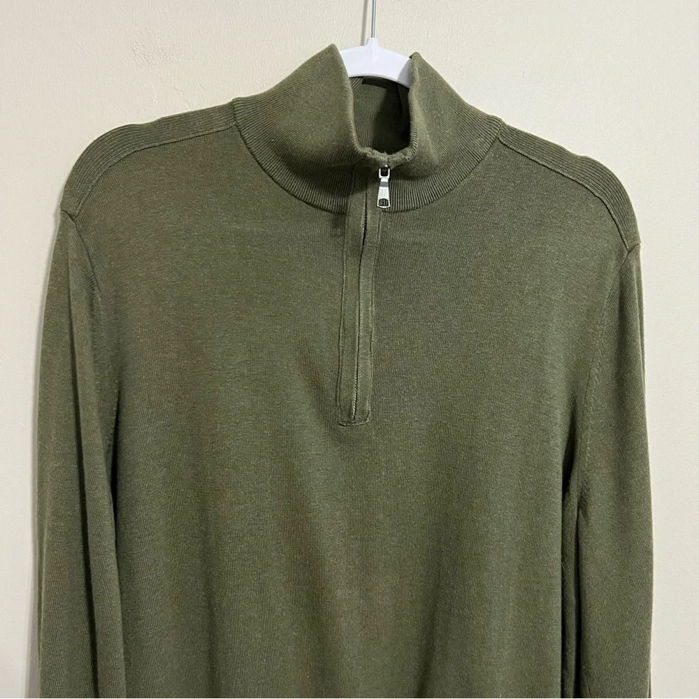 Banana Republic Olive Green Silk Cashmere Blend Half Zip size XL